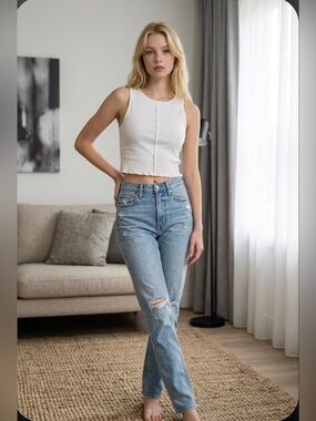 American Eagle Outfitters White Sleeveless Crop Tank